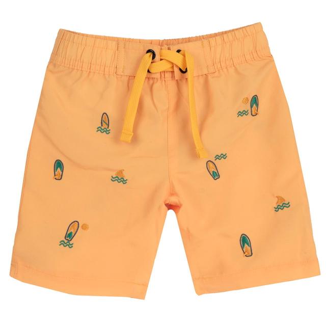 Costume boxer giallo per bambino Chicco con fantasia surf, vita elasticizzata e cordino, realizzato in tessuto tecnico riciclato per la primavera/estate. | Chicco