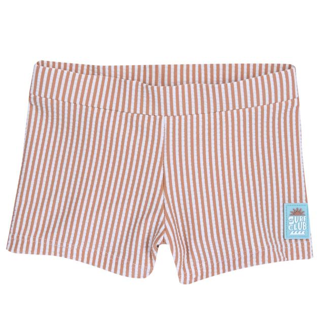 Costume parigamba Chicco per bambino in tessuto tecnico riciclato beige, con righe tinte in filo e cordino regolabile in vita, ideale per la primavera/estate. | Chicco