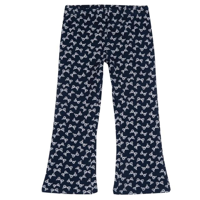 Leggings svasati blu Chicco per bambina con vivace stampa fantasia fiocchetti, in cotone sostenibile certificato Oeko-Tex. | Chicco