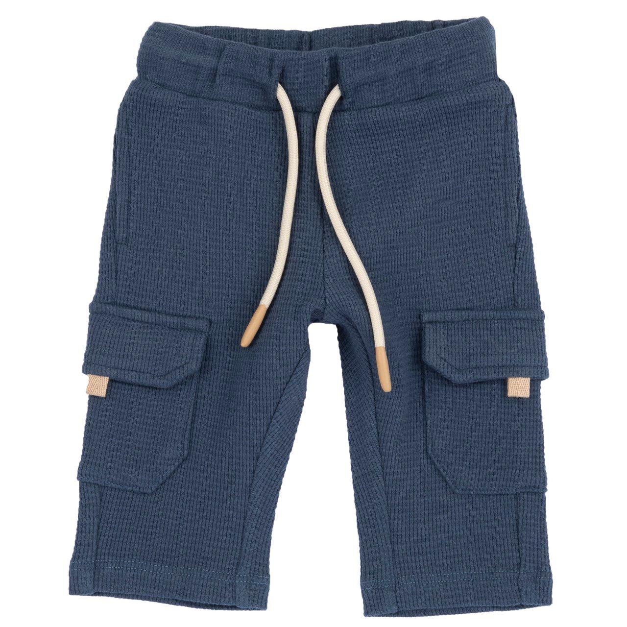 Pantaloni lunghi azzurri in jersey jacquard 100% cotone sostenibile Chicco per bambino, con vita elasticizzata e tasconi. | Chicco