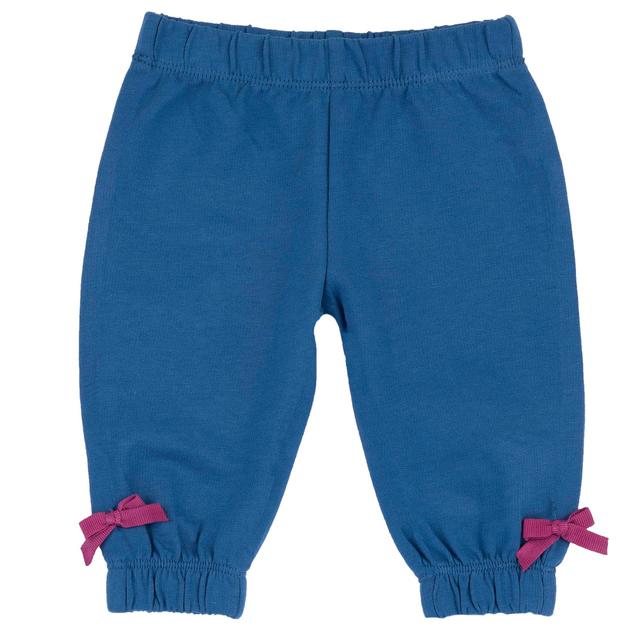 Pantaloni lunghi rosa in felpa elasticizzata Chicco per bambina, con fiocchetti in gros grain al fondo gamba e vita elasticizzata, realizzati in cotone sostenibile certificato Oeko-Tex. | Chicco