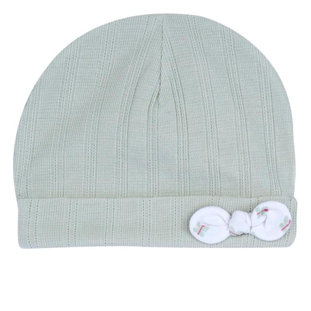 Cappello con risvolto verde per bambina Chicco in cotone elasticizzato Oeko-Tex con fiocco e stampa floreale, ideale per primavera/estate. | Chicco