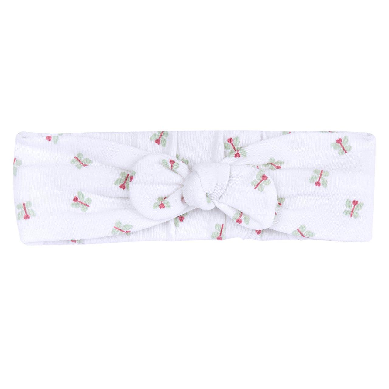Fascetta neonata Chicco in jersey di cotone elasticizzato bianco con stampa fantasia e fiocco nodo, taglia 0-12 mesi, certificata Oeko-Tex. | Chicco