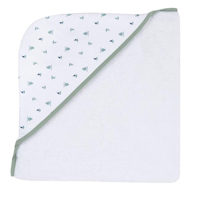 Accappatoio bianco in spugna di cotone per bambino Chicco con stampa fantasia, certificato Oeko-Tex, taglia unica, ideale per primavera/estate. | Chicco
