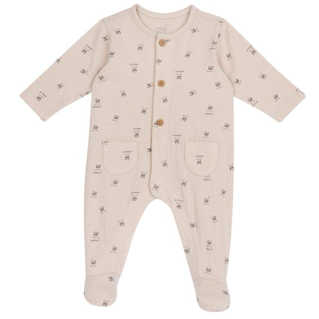 Tutina unisex Chicco aperta davanti in jersey di cotone goffrato arancione con bottoni effetto legno e taschine applicate. | Chicco