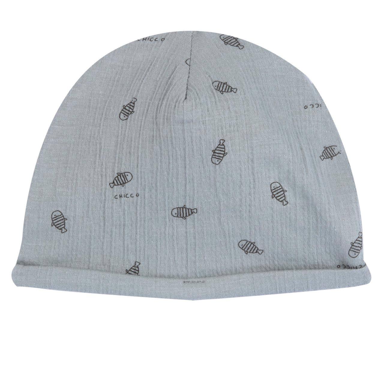 Cappello fantasia arancione Chicco in jersey di cotone goffrato, accessorio unisex ideale per primavera ed estate, realizzato con cotone sostenibile certificato Oeko-Tex. | Chicco