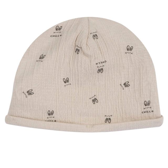 Cappello fantasia arancione Chicco in jersey di cotone goffrato, accessorio unisex ideale per primavera ed estate, realizzato con cotone sostenibile certificato Oeko-Tex. | Chicco