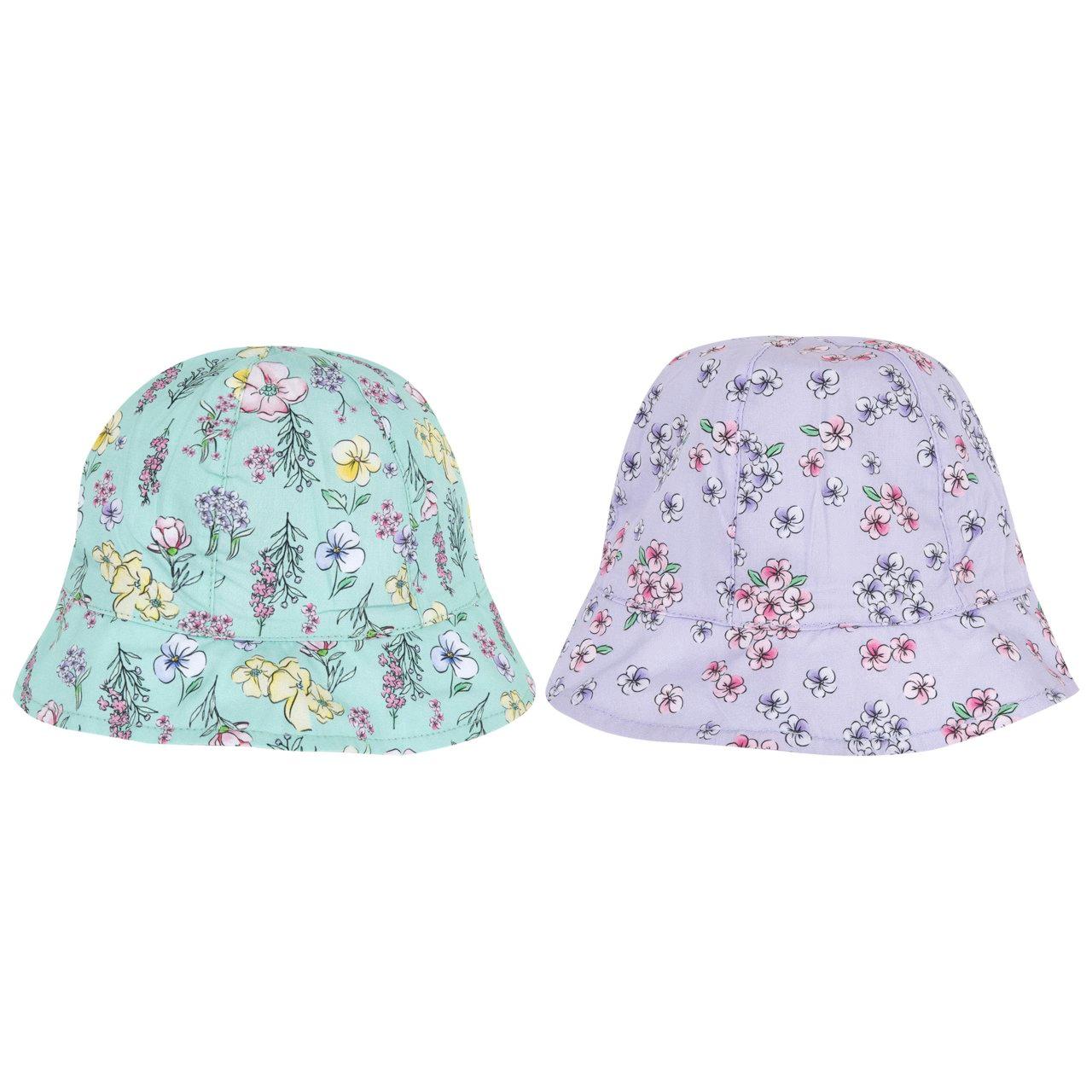 Cappello reversibile Chicco per bambina in popeline di cotone, fantasia floreale verde su entrambi i lati, ideale per primavera/estate. | Chicco
