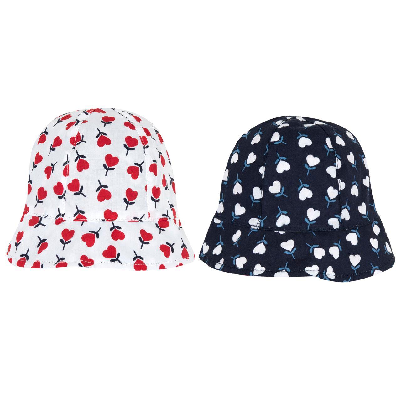 Cappello reversibile Chicco per bambina in popeline di cotone, fantasia floreale verde su entrambi i lati, ideale per primavera/estate. | Chicco