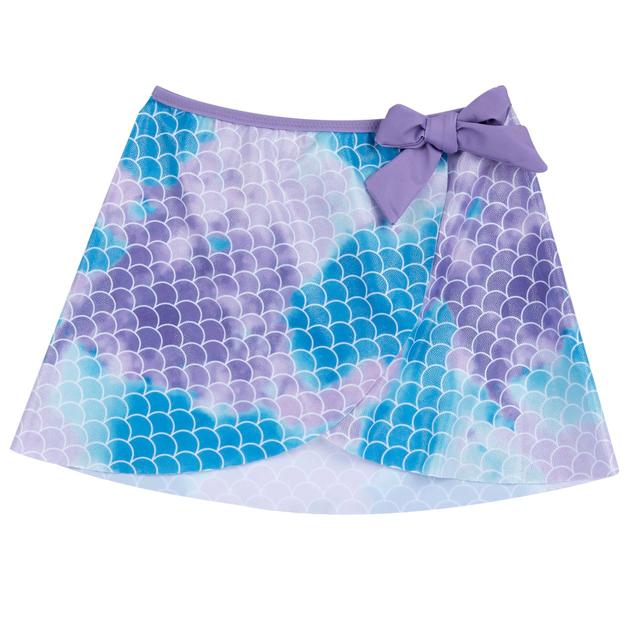 Gonna pareo viola per bambina Chicco con stampa effetto sirena luminosa, vita elasticizzata e fiocco decorativo in contrasto, ideale per primavera/estate. | Chicco