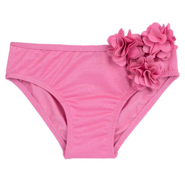 Costume slip da bambina rosa Chicco con fiorellini in tessuto sul lato vita, effetto luminoso, ideale per primavera/estate. | Chicco