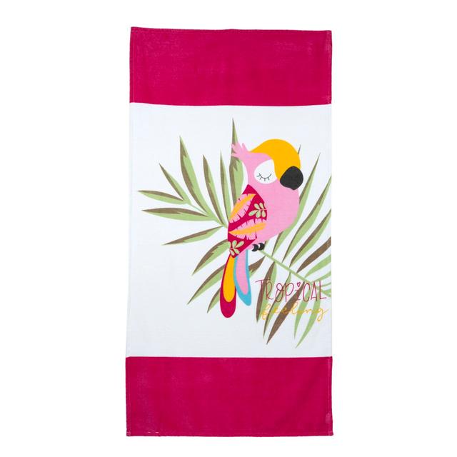 Telo mare Chicco in spugna di cotone bianco per bambina con grafica stampata, dimensioni 150x75 cm, certificato Oeko-Tex. | Chicco