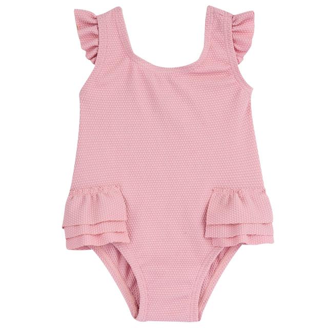 Costume intero rosa effetto nido d'ape per bambina Chicco in tessuto tecnico elasticizzato riciclato, ideale per la primavera/estate. | Chicco