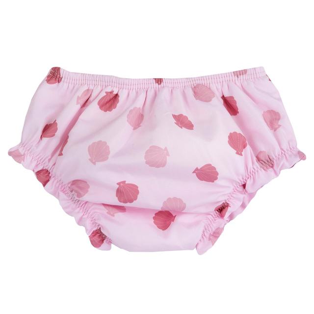 Costume contenitivo rosa per bambina Chicco con stampa fantasia di conchiglie, in tessuto tecnico riciclato elasticizzato. | Chicco