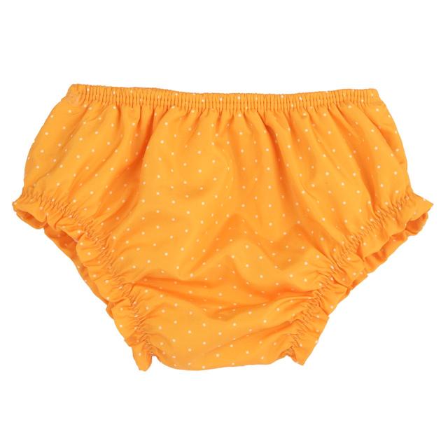 Costume contenitivo giallo stampato a micropois per bambina Chicco, in tessuto tecnico riciclato foderato in spugna, con elastico in vita e giro gamba. | Chicco