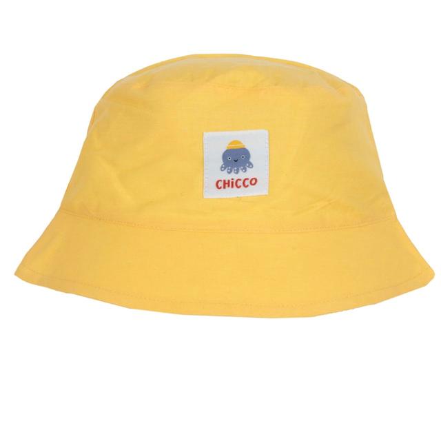 Cappello pescatore Chicco bianco in popeline di cotone con stampa fantasia righe e granchietti, ideale per bambino primavera/estate. | Chicco