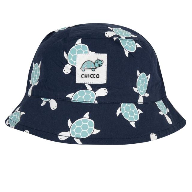 Cappello pescatore Chicco bianco in popeline di cotone con stampa fantasia righe e granchietti, ideale per bambino primavera/estate. | Chicco