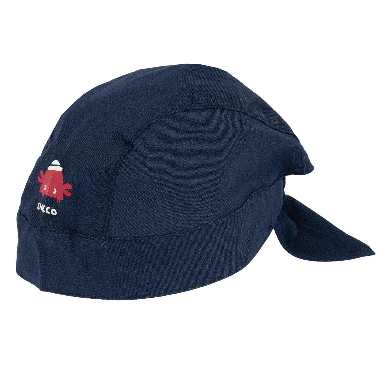 Bandana azzurra in popeline di cotone per bambino, con elastico posteriore e lembi regolabili, parte della collezione Chicco. | Chicco