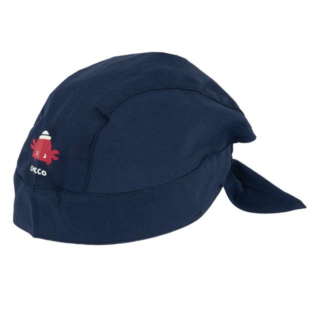 Bandana azzurra in popeline di cotone per bambino, con elastico posteriore e lembi regolabili, parte della collezione Chicco. | Chicco