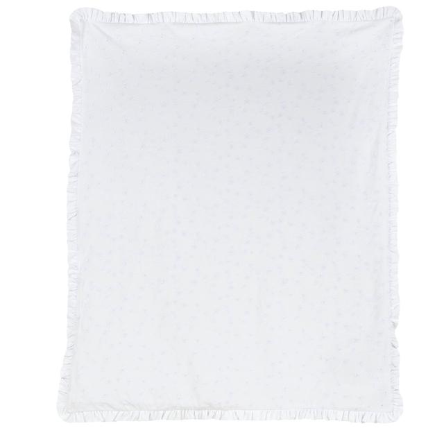 Coperta per carrozzina Chicco in cotone sostenibile bianco, ricamata con medaglietta madreperla, misura 80x64 cm, ideale primavera/estate. | Chicco