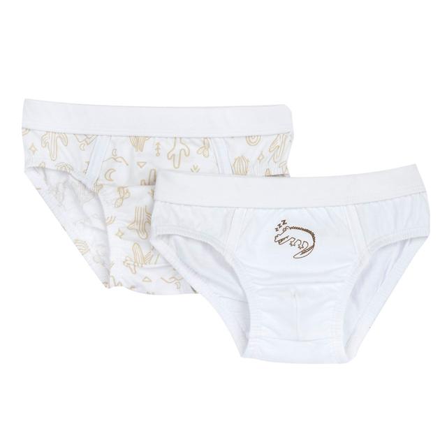 Set intimo slip Chicco per bambino in morbido jersey di cotone sostenibile, con fantasia e tinta unita bianca, trattamento antimicrobico e certificazione Oeko-Tex. | Chicco