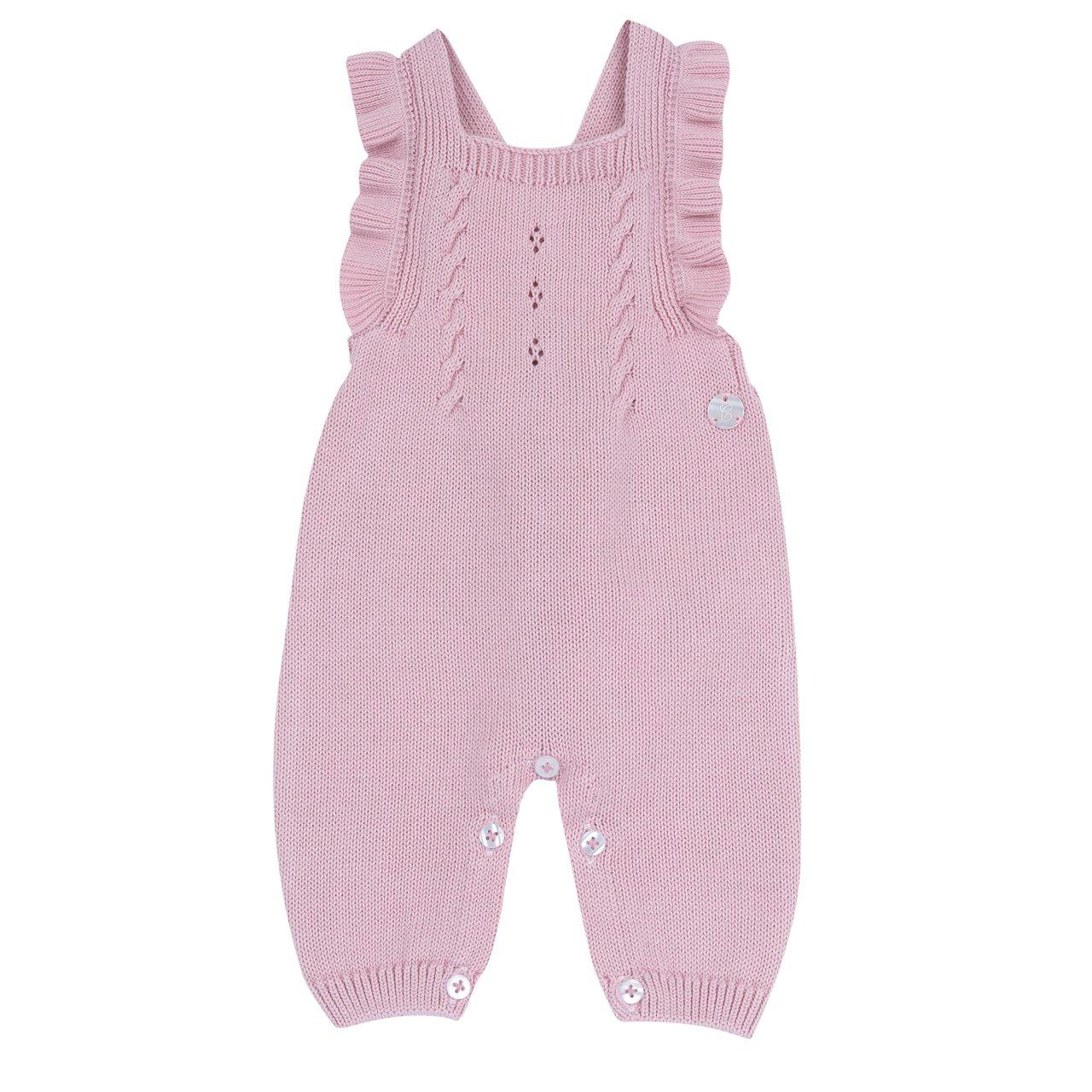 Salopette lunga in maglia di cotone viola per bambina Chicco con giochi di punti e bottoncini, ideale per primavera/estate. | Chicco