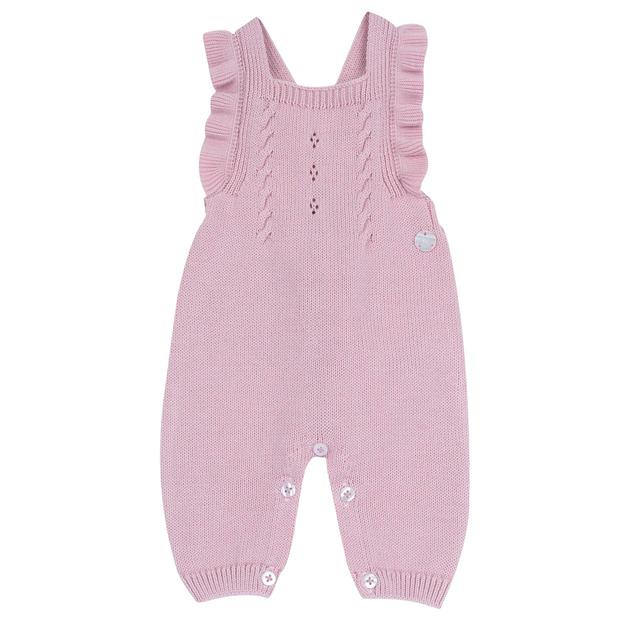 Salopette lunga in maglia di cotone viola per bambina Chicco con giochi di punti e bottoncini, ideale per primavera/estate. | Chicco