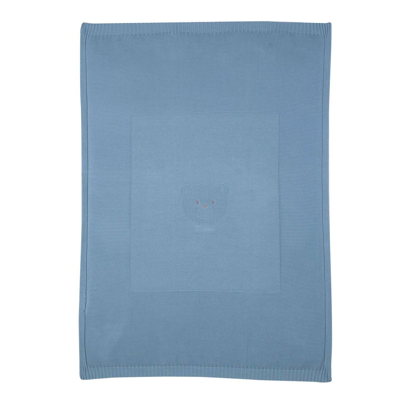 Coperta per carrozzina Chicco in maglia di cotone sostenibile color viola, con dettagli a punto e medaglietta effetto madreperla. | Chicco