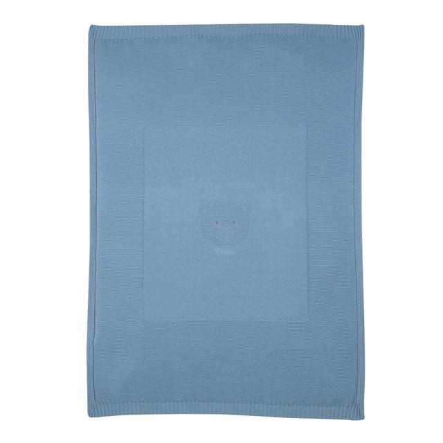 Coperta per carrozzina Chicco in maglia di cotone sostenibile color viola, con dettagli a punto e medaglietta effetto madreperla. | Chicco