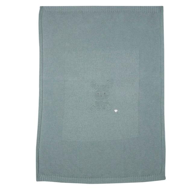 Coperta per carrozzina Chicco in maglia di cotone sostenibile color viola, con dettagli a punto e medaglietta effetto madreperla. | Chicco