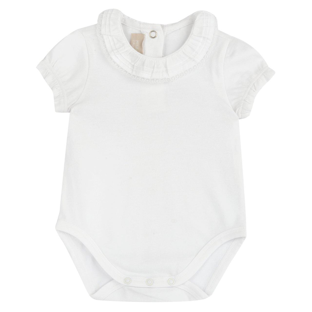 Body neonato Chicco azzurro in jersey elasticizzato sostenibile, manica corta, con bottoni automatici per una facile vestibilità. | Chicco