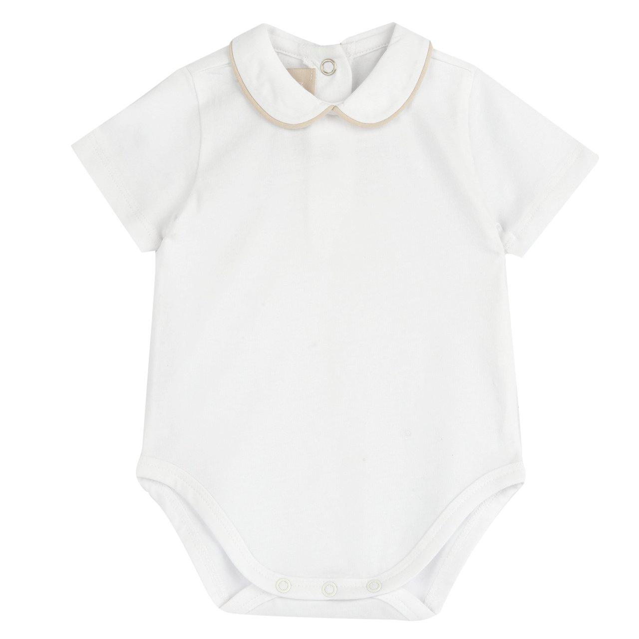 Body neonato Chicco azzurro in jersey elasticizzato sostenibile, manica corta, con bottoni automatici per una facile vestibilità. | Chicco