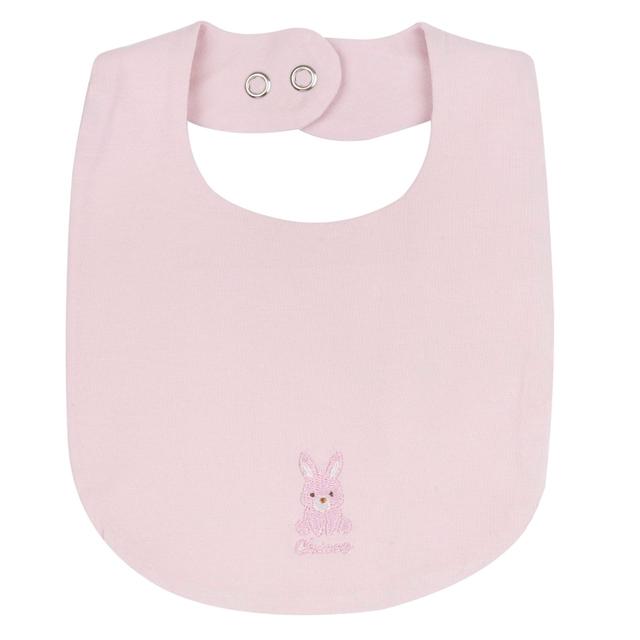 Bavaglino Chicco rosa in jersey di cotone elasticizzato per bambina, con ricamo floreale e chiusura automatica regolabile, ideale per primavera/estate. | Chicco