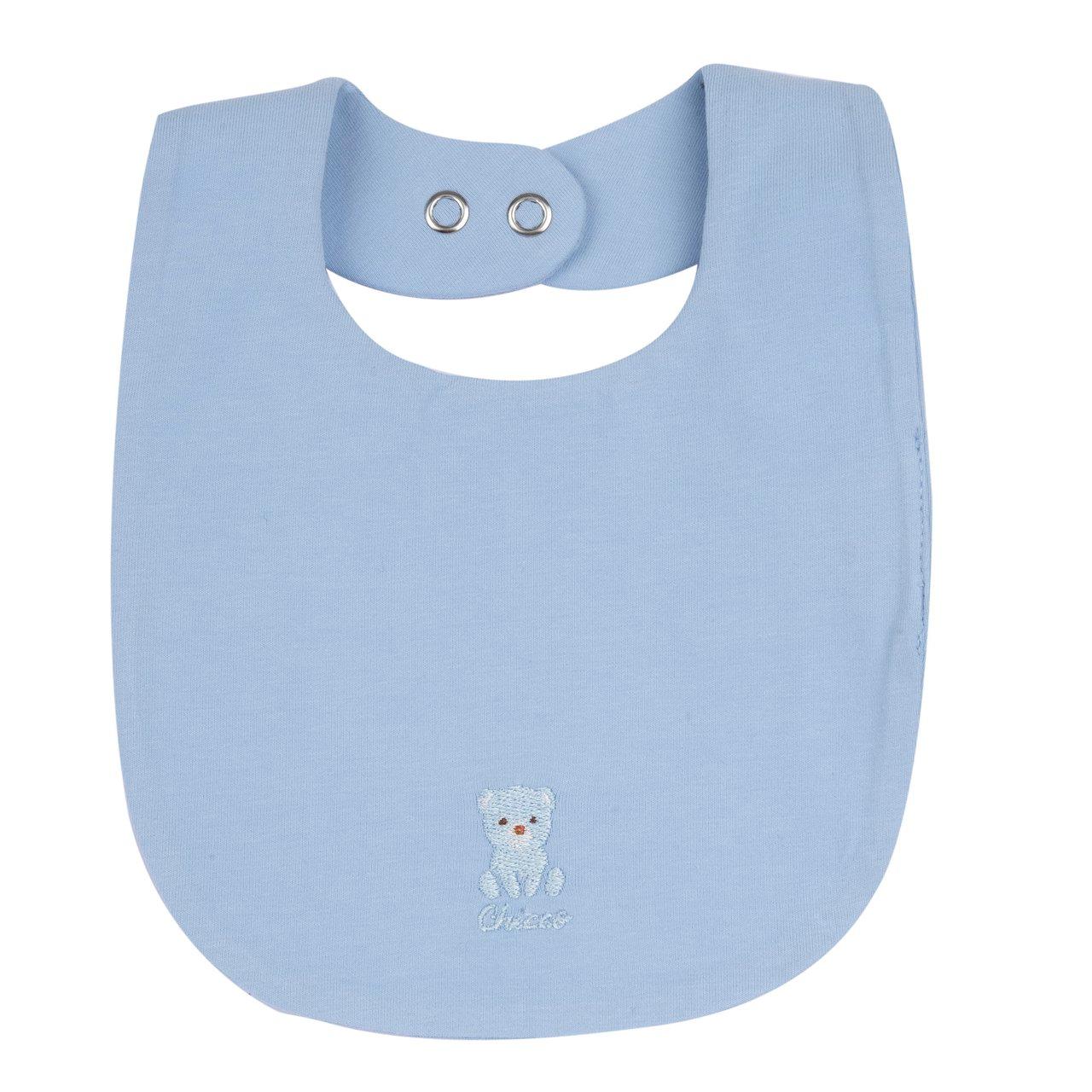 Bavaglino Chicco rosa in jersey di cotone elasticizzato per bambina, con ricamo floreale e chiusura automatica regolabile, ideale per primavera/estate. | Chicco