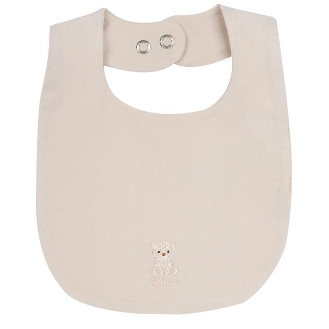 Bavaglino Chicco rosa in jersey di cotone elasticizzato per bambina, con ricamo floreale e chiusura automatica regolabile, ideale per primavera/estate. | Chicco