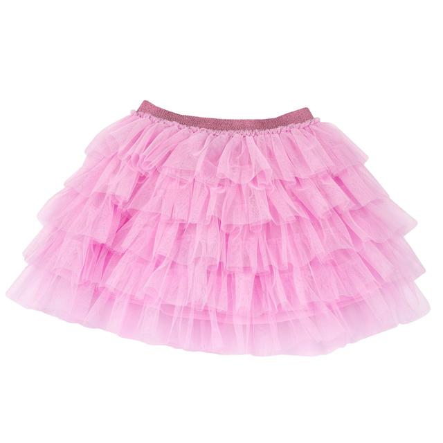 Gonna a balze rosa in tulle per bambina Chicco con vita elasticizzata e nastro luminoso, ideale per primavera/estate. | Chicco
