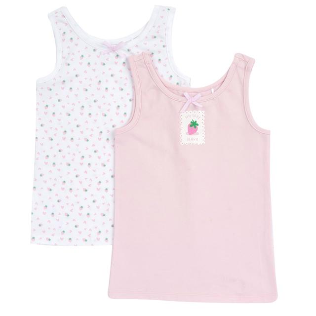Set di 3 canottiere intime rosa Chicco per bambina, a spalla larga, in cotone sostenibile con elastan, tinta unita e fantasia, con trattamento antimicrobico. | Chicco