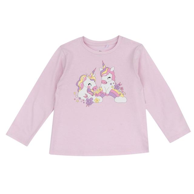 Maglietta pigiama manica lunga viola per bambina con stampa unicorno, in morbido jersey elasticizzato di cotone sostenibile Oeko-Tex. | Chicco