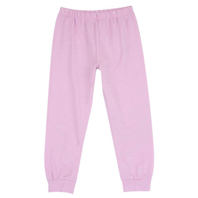 Pantaloni lunghi pigiama viola in jersey elasticizzato per bambina, in morbido cotone sostenibile Oeko-Tex, con vita e fondo gamba elasticizzati. | Chicco