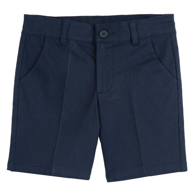 Pantaloni corti eleganti blu Chicco in popeline di cotone elasticizzato con effetto riga, vita regolabile e tasche. | Chicco