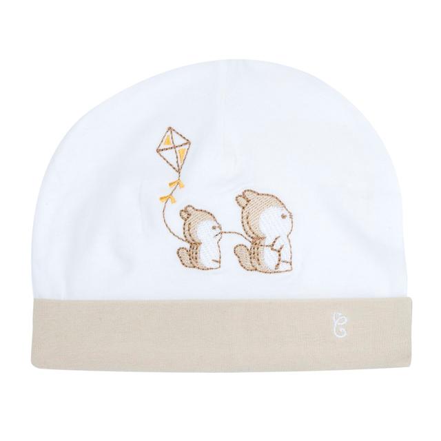 Cappello Chicco con risvolto in jersey di cotone elasticizzato bianco, con grafica ricamata, ideale per primavera ed estate. | Chicco