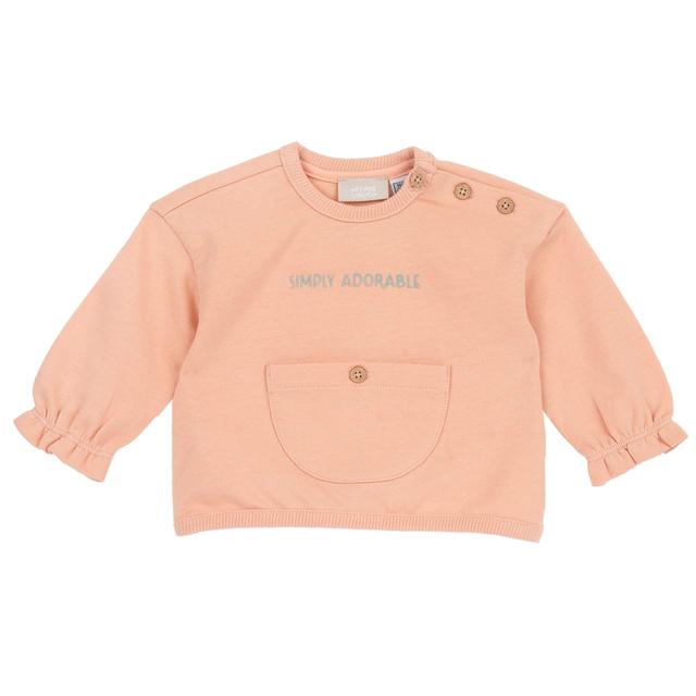 Felpa girocollo rosa in cotone sostenibile per bambina con grafica stampata e bottoncini effetto legno, Chicco. | Chicco