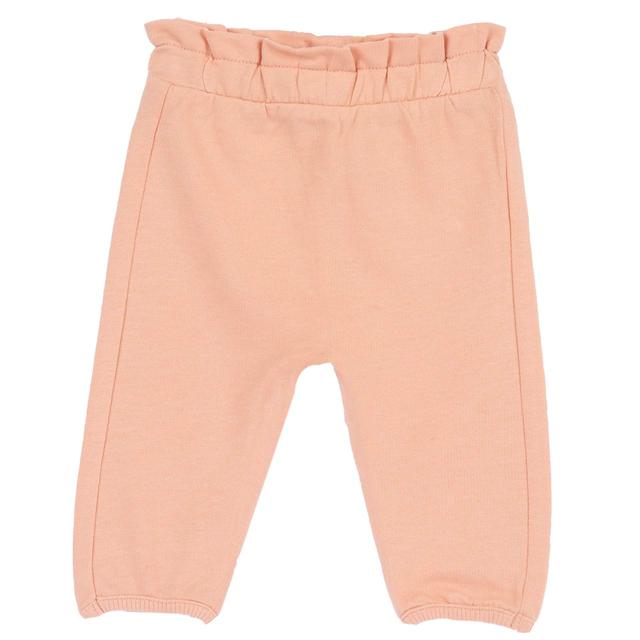 Pantaloni lunghi rosa in felpa non garzata Chicco per bambina, in cotone sostenibile con vita elasticizzata e arricciatura, certificati Oeko-Tex. | Chicco