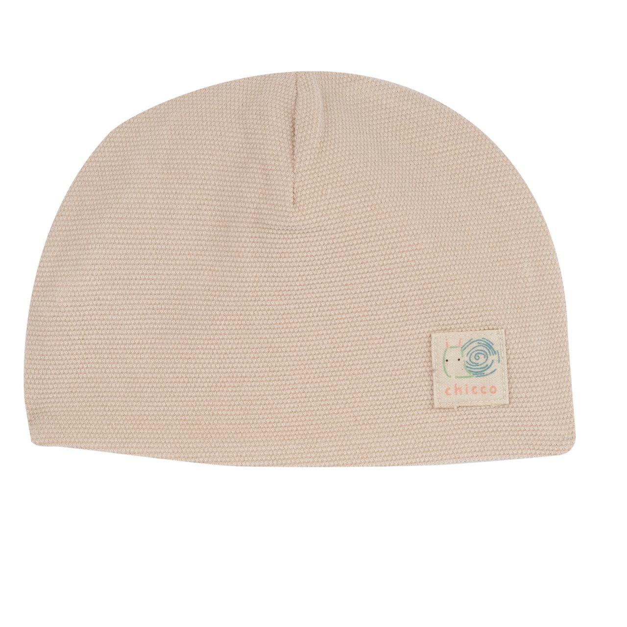 Cappello berretto Chicco in piquet elasticizzato bianco unisex, certificato Oeko-Tex, con fodera in jersey di cotone elasticizzato per neonati. | Chicco