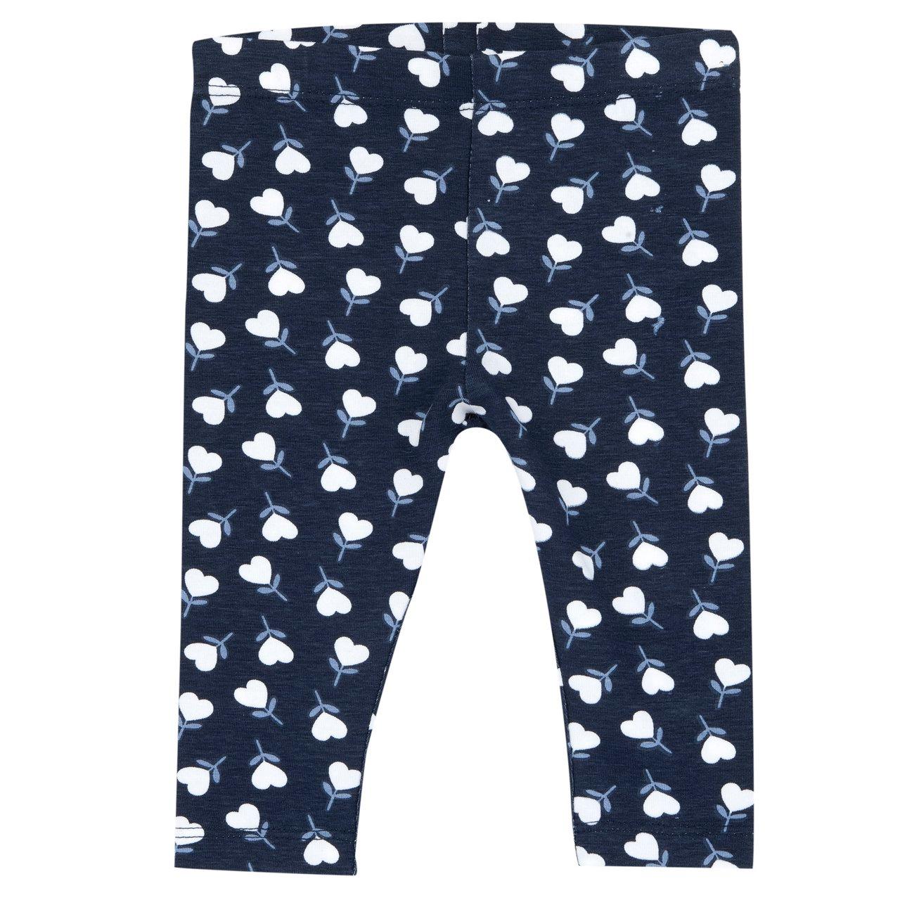 Leggings lunghi blu per bambina Chicco con fantasia floreale in jersey elasticizzato di cotone sostenibile Oeko-Tex, vita elasticizzata. | Chicco