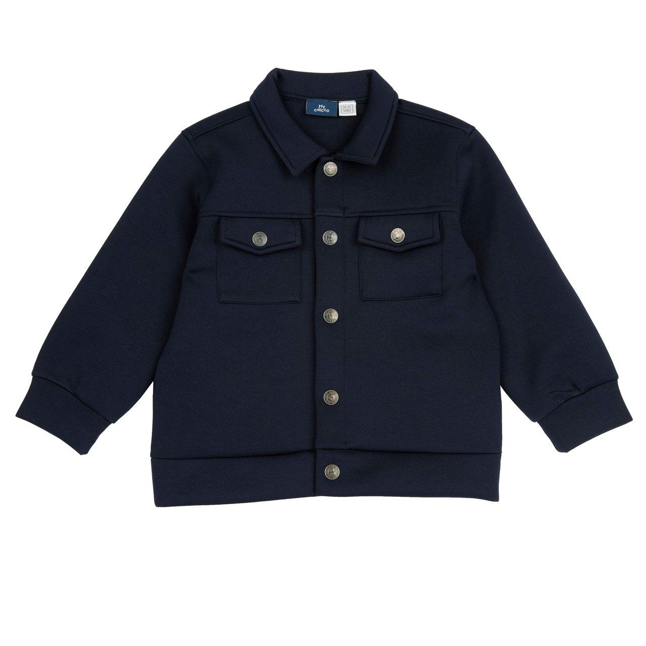 Giubbino blu in neoprene elasticizzato Chicco per bambino, con chiusura a bottoni automatici, ideale per la mezza stagione. | Chicco