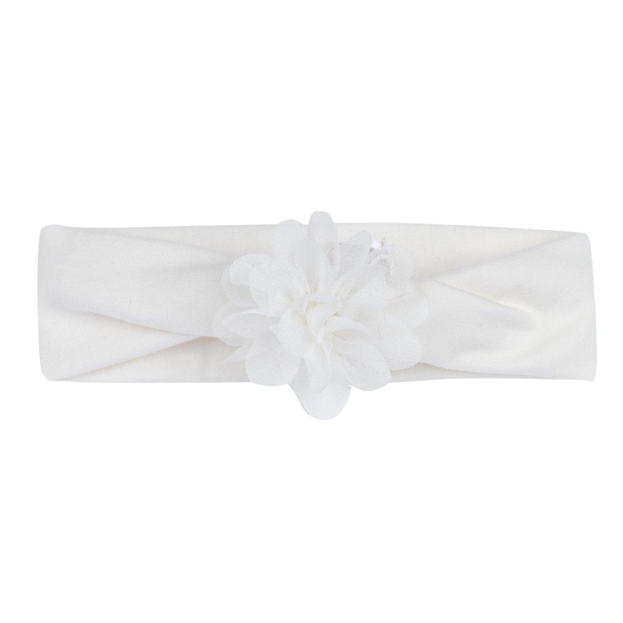 Fascetta Chicco bianca in jersey elasticizzato per bambina con applicazione a fiore in organza, ideale per primavera/estate. | Chicco