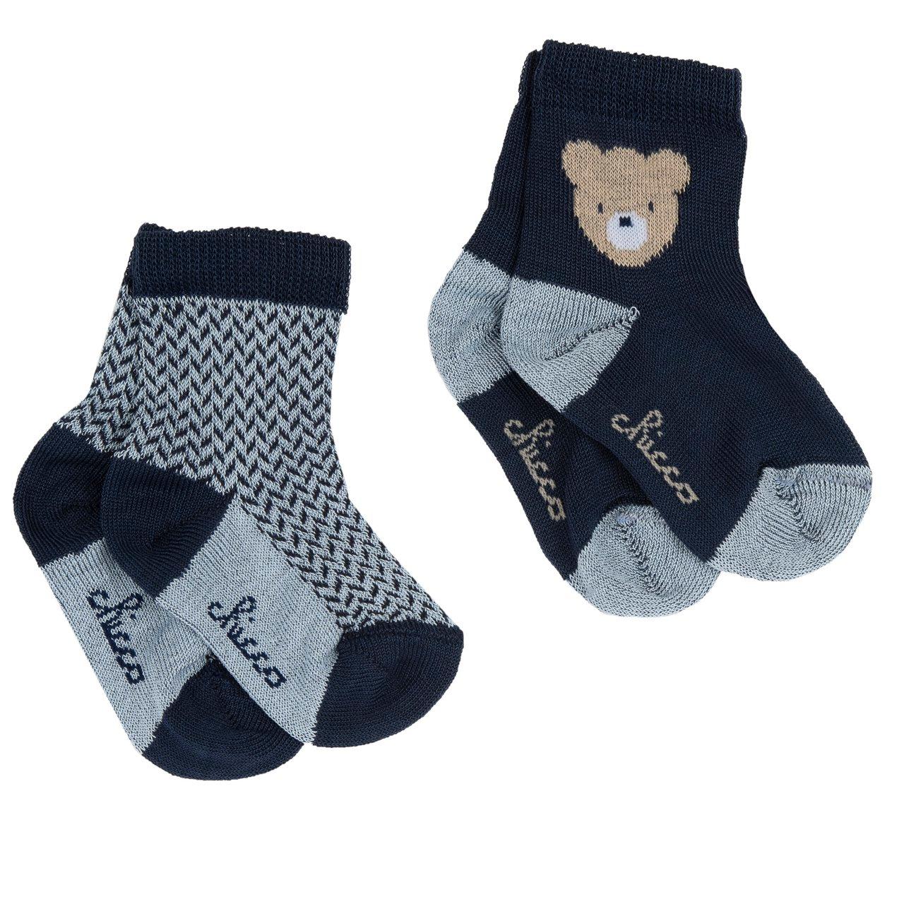 Set due paia calzini bambino Chicco primavera/estate in misto cotone sostenibile, righe azzurre e blu. | Chicco