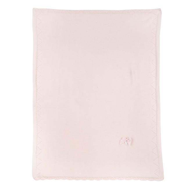 Coperta carrozzina Chicco in maglia rosa, 50% cotone e 50% modal, con lavorazione a punti, ideale per primavera/estate. | Chicco