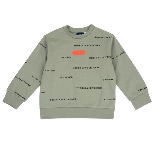 Felpa girocollo verde Chicco per bambino in cotone sostenibile Oeko-Tex con stampa a rilievo e bottoni automatici sulla spalla. | Chicco